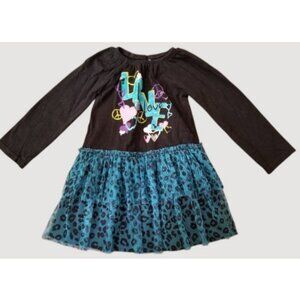 GEORGE Black Hearts and Love Long Sleeved Tutu Dress Girls Size 3T